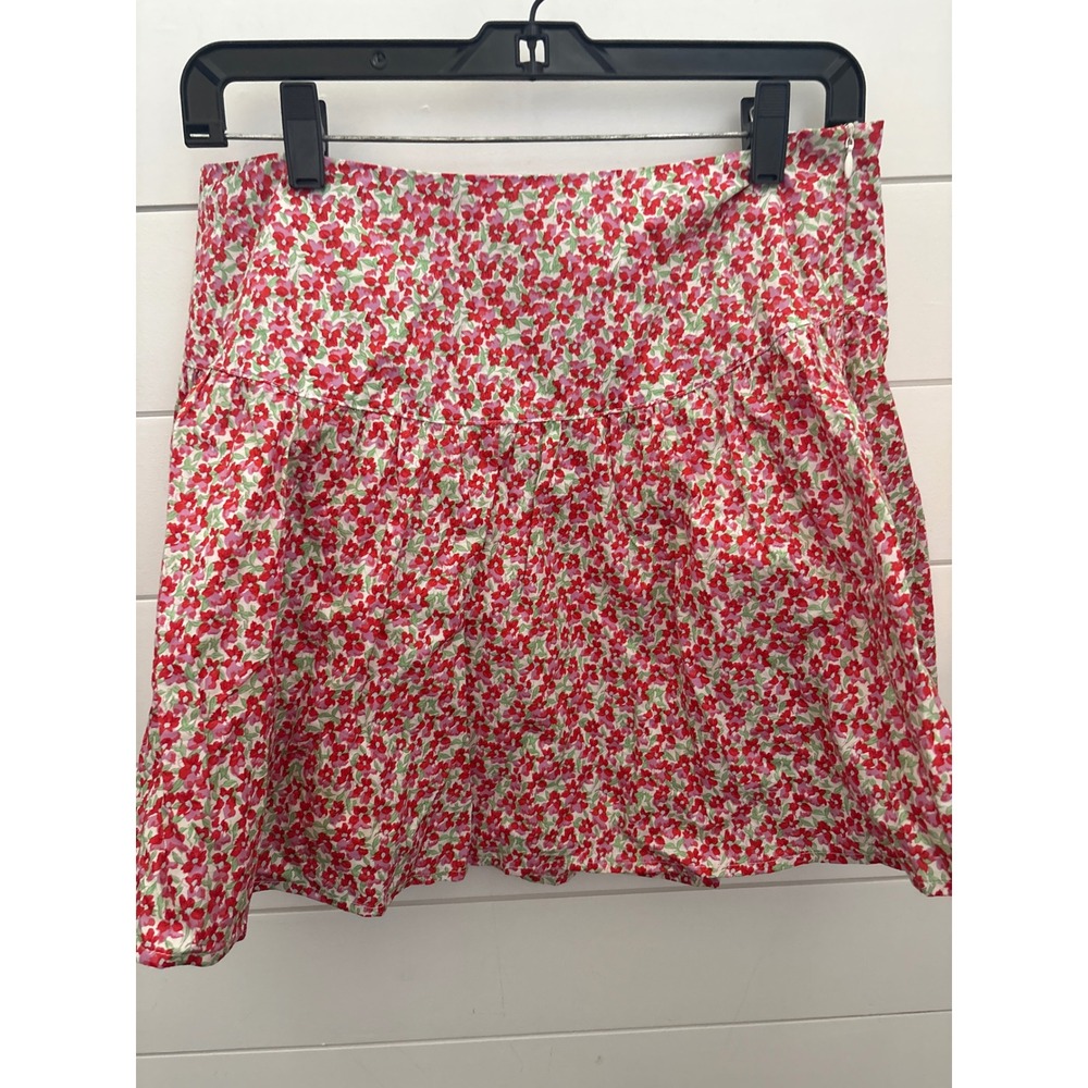 Pants Store Red Pink Floral Tiered Mini Skirt Ditsy Print Size Large NWT